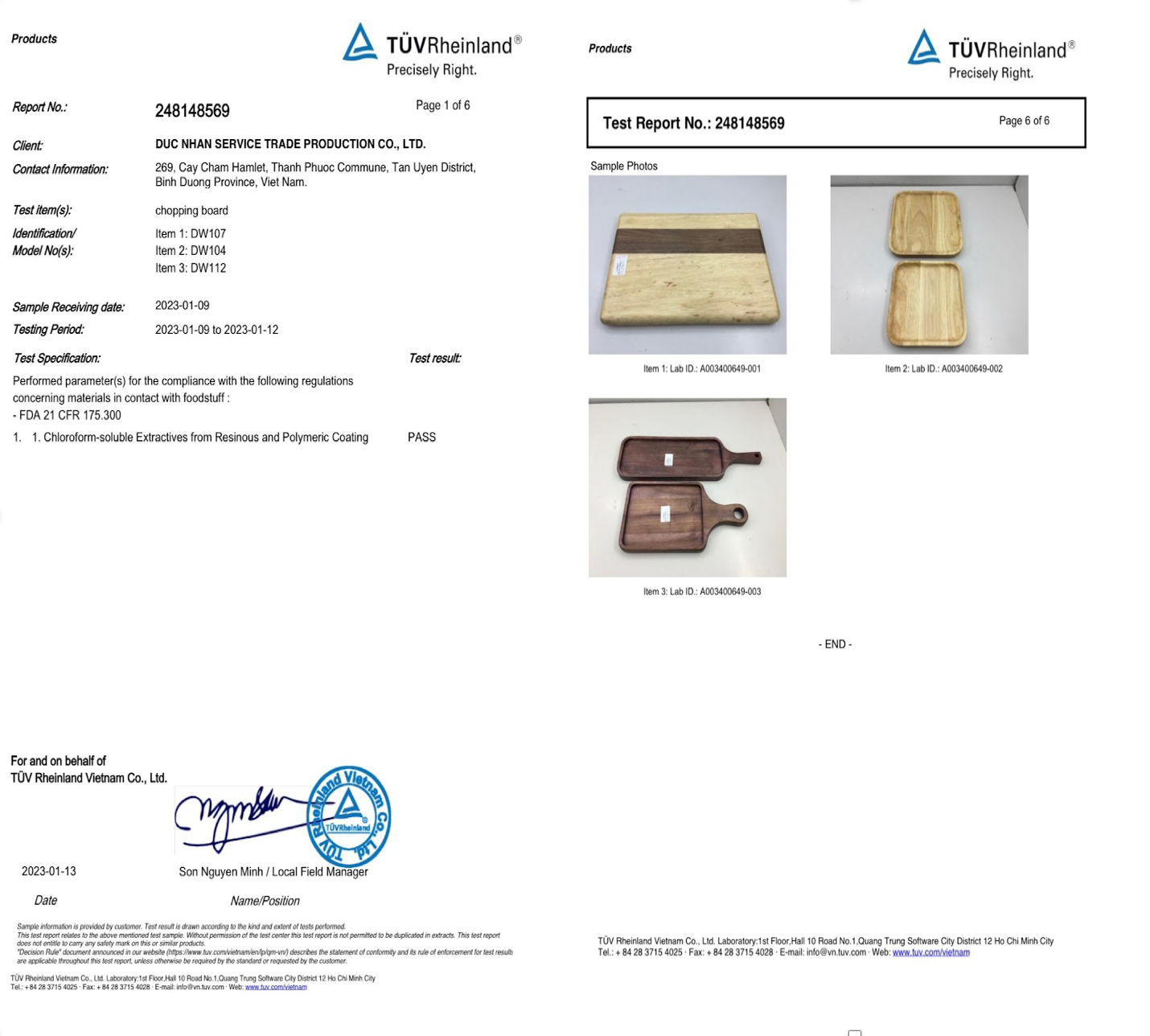 TUV FDA Certificate